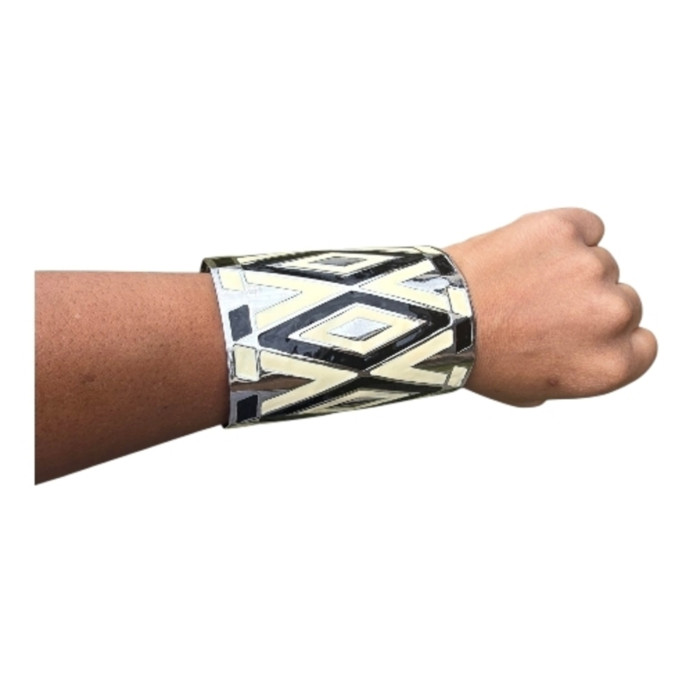 Geometric Black and White Cuff Bracelet